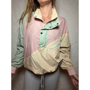 Club Space x Strata Miami Colorblock Windbreaker Pullover Jacket Pastel Pink M